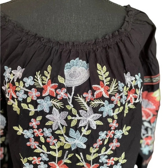 Free People Women Black Off The Shoulder Embroidery Dress - Picture 6 of 11